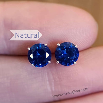 Faceted Natural Sapphire Stud Earrings Earrings Handmade Handcrafted