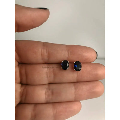 Faceted Oval Sapphire Stud Earrings Earrings Handmade Handcrafted
