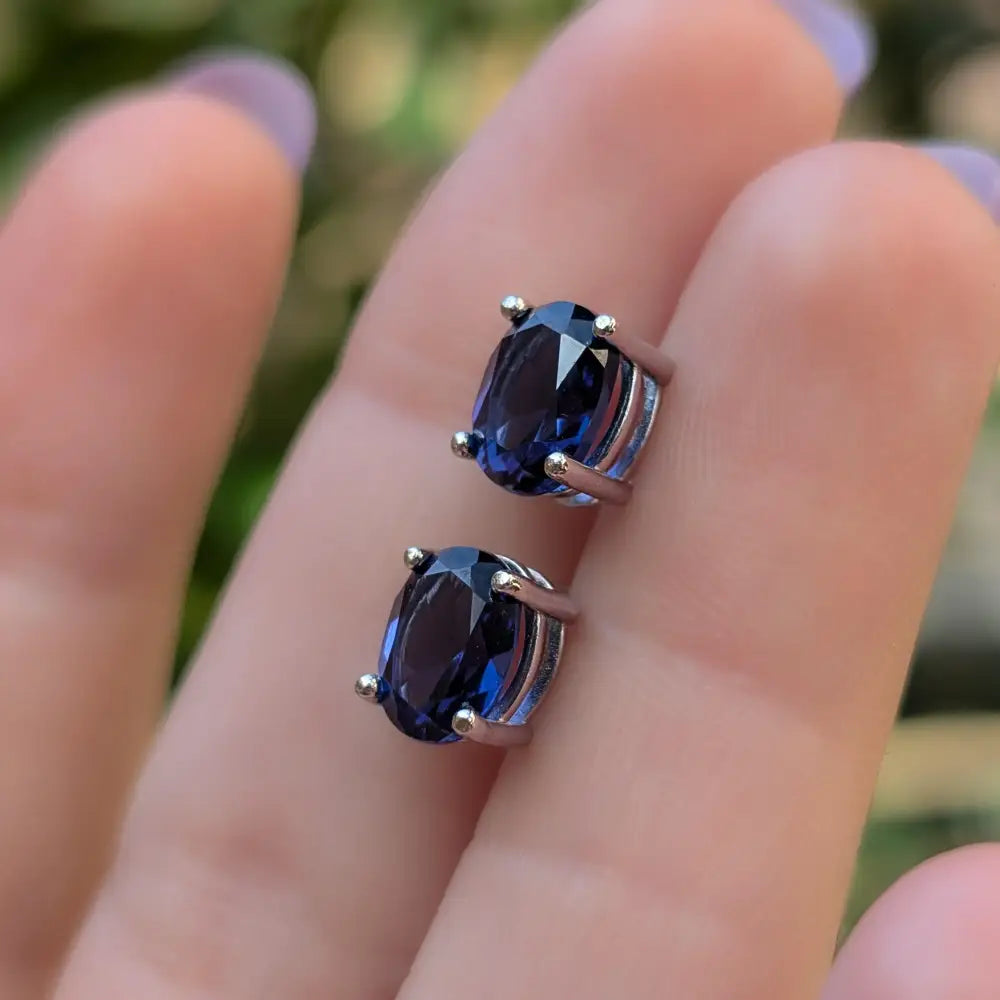 Faceted Oval Sapphire Stud Earrings Earrings Handmade Handcrafted
