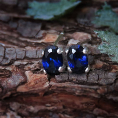 Faceted Oval Sapphire Stud Earrings Earrings Handmade Handcrafted