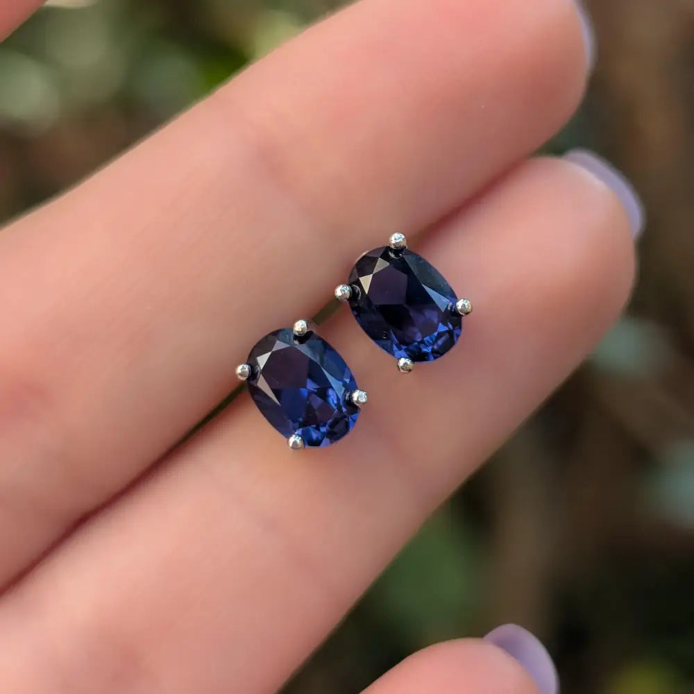 Faceted Oval Sapphire Stud Earrings Earrings Handmade Handcrafted