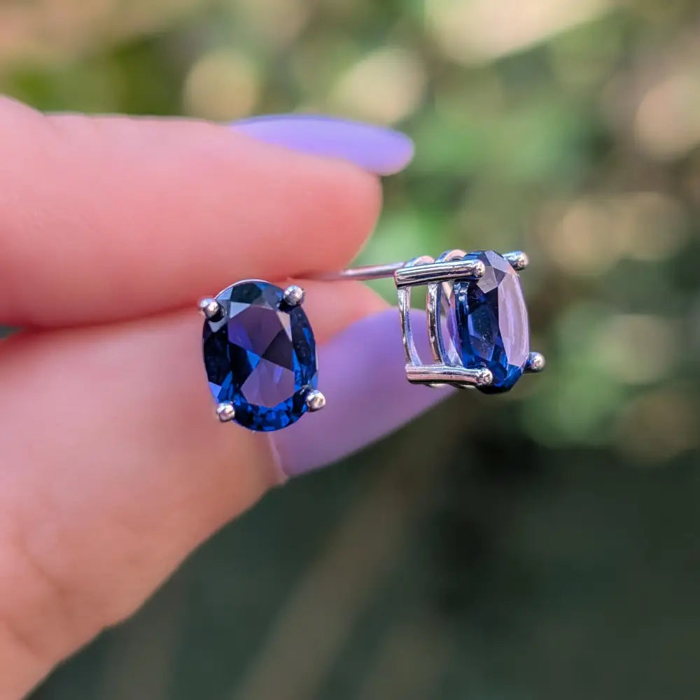 Faceted Oval Sapphire Stud Earrings Earrings Handmade Handcrafted