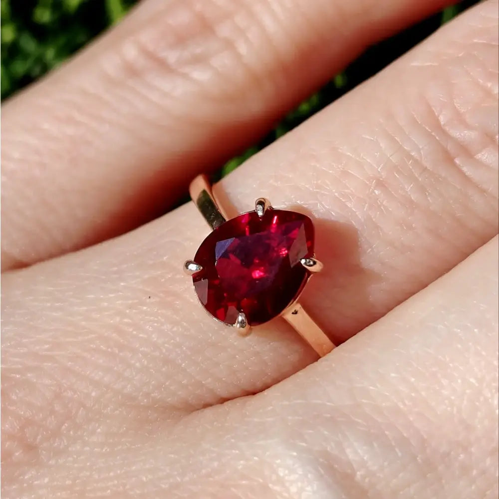 Faceted Teardrop Ruby Ring Rings Handmade Handcrafted