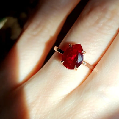 Faceted Teardrop Ruby Ring Rings Handmade Handcrafted