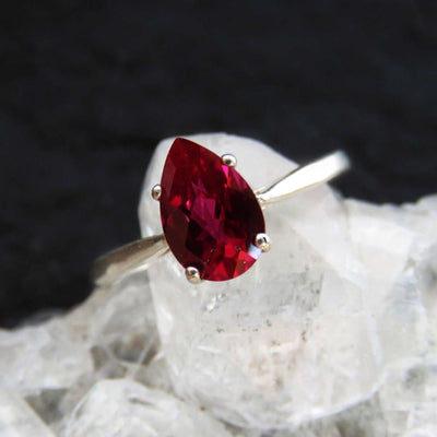 Faceted Teardrop Ruby Ring Rings Handmade Handcrafted