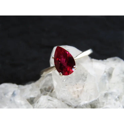 Faceted Teardrop Ruby Ring Rings Handmade Handcrafted