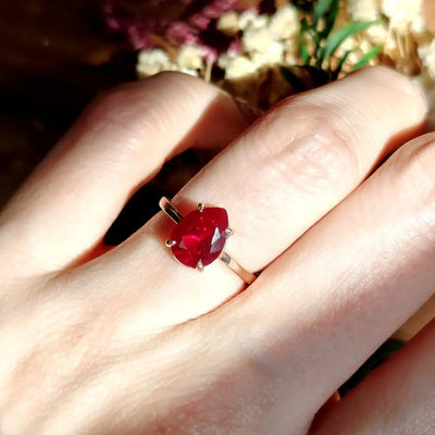 Faceted Teardrop Ruby Ring Rings Handmade Handcrafted