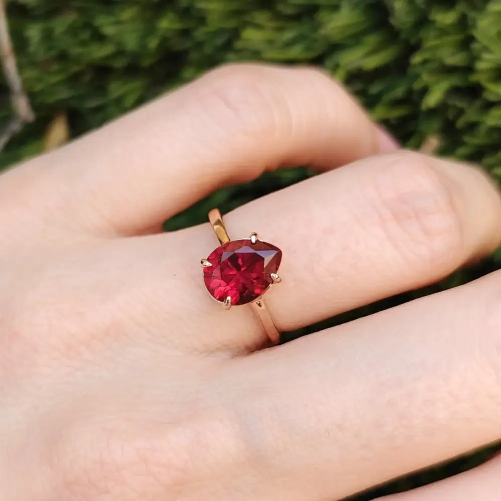 Faceted Teardrop Ruby Ring Rings Handmade Handcrafted