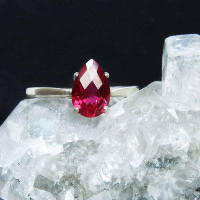 Faceted Teardrop Ruby Ring Rings Handmade Handcrafted