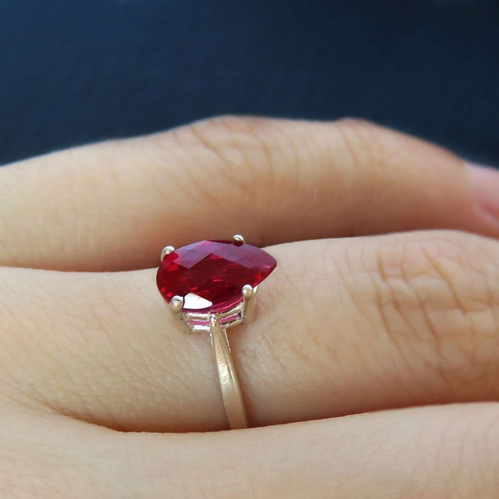 Faceted Teardrop Ruby Ring Rings Handmade Handcrafted