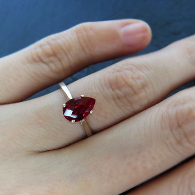 Faceted Teardrop Ruby Ring Rings Handmade Handcrafted