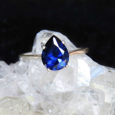 Faceted Teardrop Sapphire Ring Rings Handmade Handcrafted