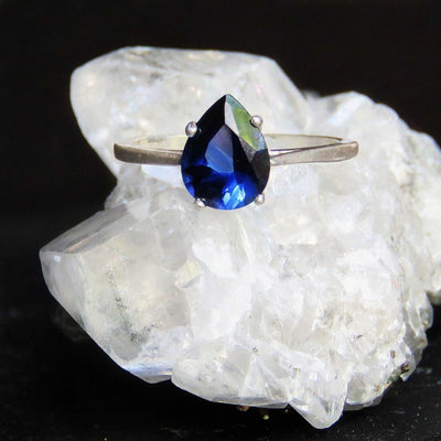 Faceted Teardrop Sapphire Ring Rings Handmade Handcrafted