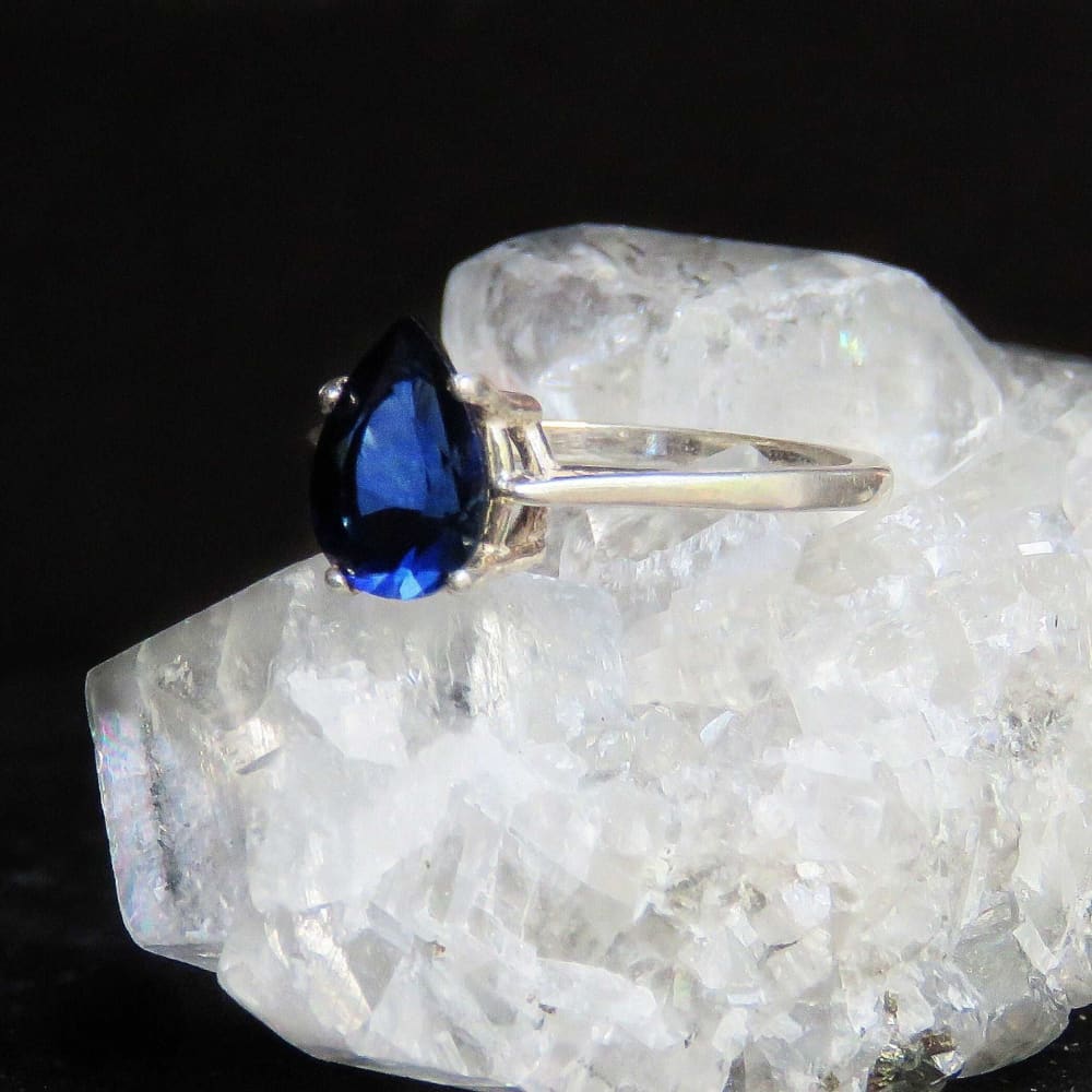 Faceted Teardrop Sapphire Ring Rings Handmade Handcrafted