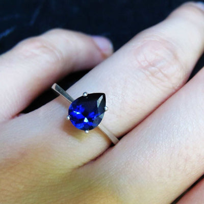 Faceted Teardrop Sapphire Ring Rings Handmade Handcrafted