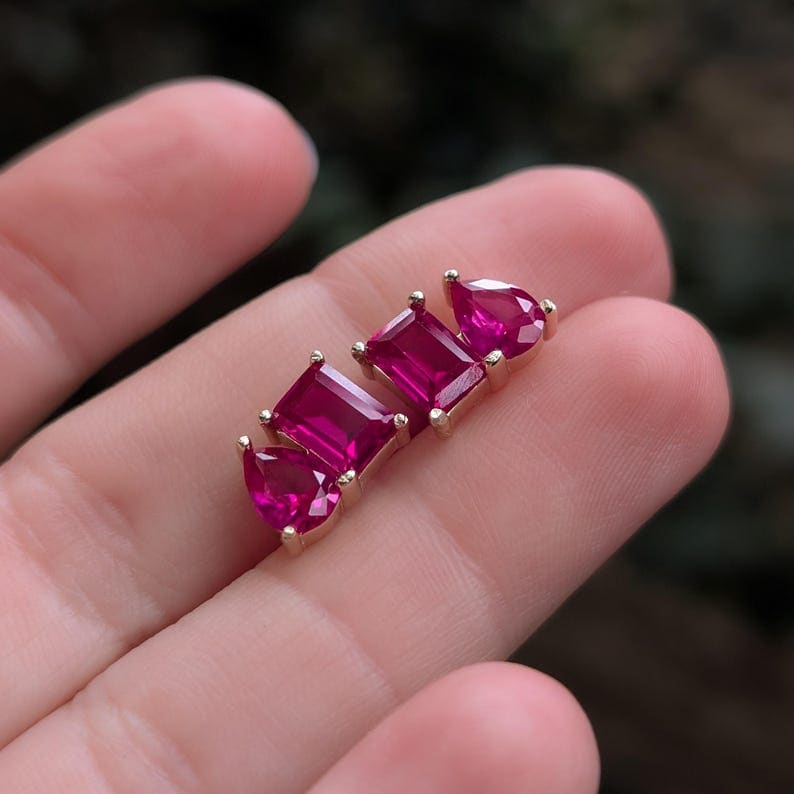 The Aurora - Toi et Moi Ruby Earrings Earrings Handmade Handcrafted