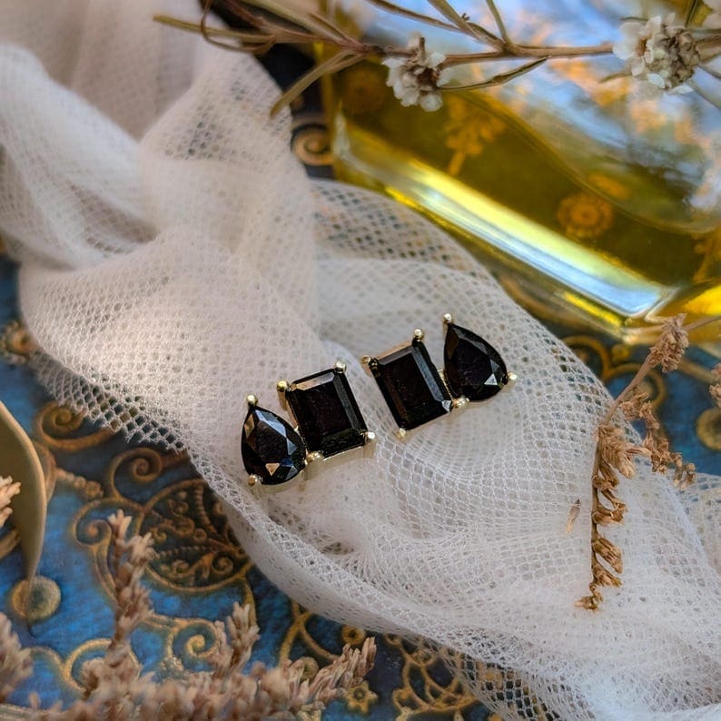 The Aurora - Toi et Moi Onyx Earrings Earrings Handmade Handcrafted