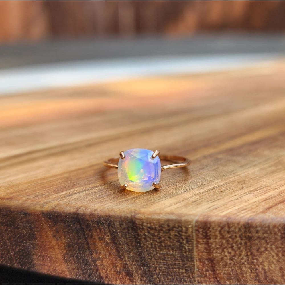 Fire Welo White Opal Ring Rings Handmade Handcrafted