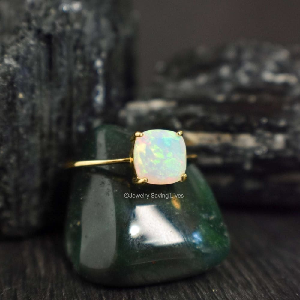 Fire Welo White Opal Ring Rings Handmade Handcrafted