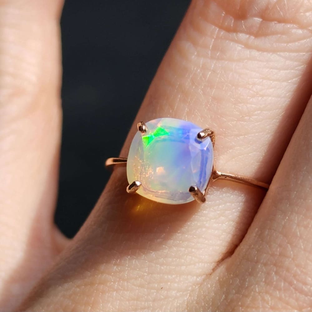 Fire Welo White Opal Ring Rings Handmade Handcrafted