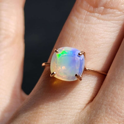 Fire Welo White Opal Ring Rings Handmade Handcrafted