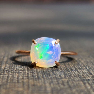 Fire Welo White Opal Ring Rings Handmade Handcrafted