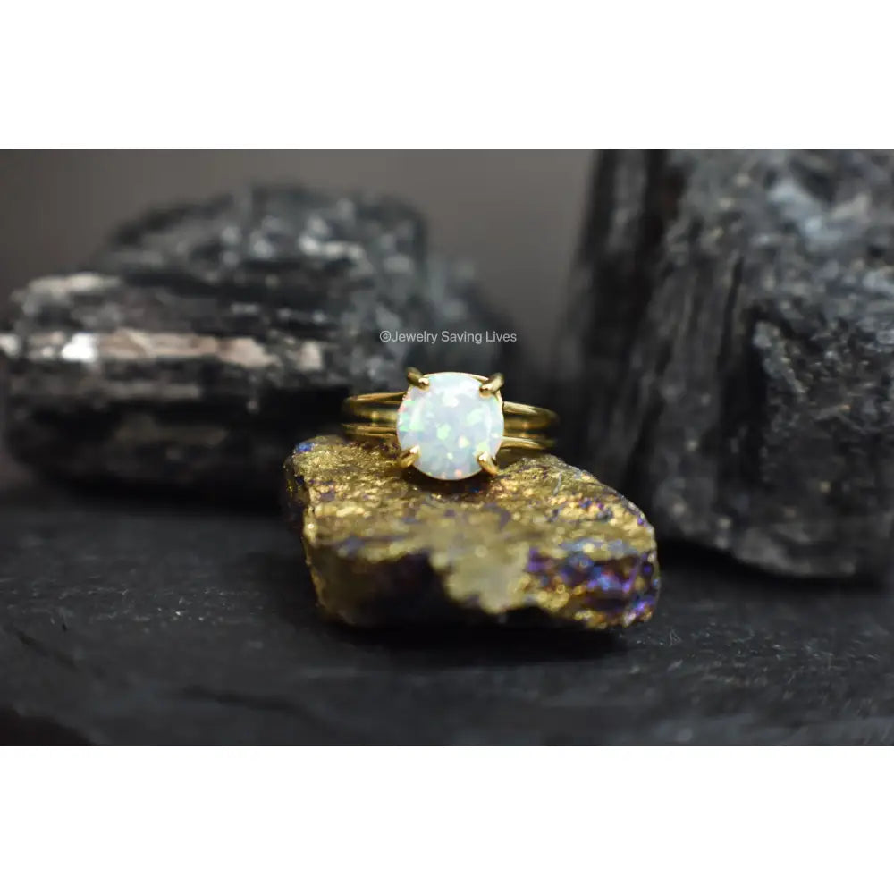Fire White Opal Ring Rings Handmade Handcrafted