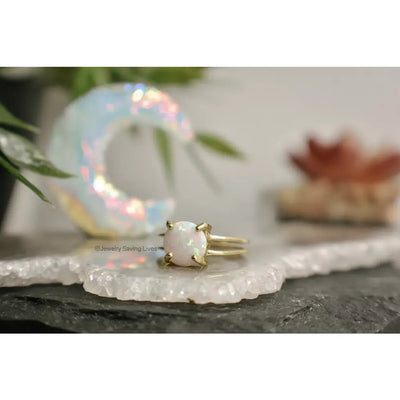 Fire White Opal Ring Rings Handmade Handcrafted
