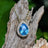 Floating Vintage Teardrop Blue Topaz Halo Pendant Necklace Necklaces Handmade Handcrafted