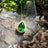 Floating Vintage Teardrop Emerald Halo Pendant Necklace Necklaces Handmade Handcrafted