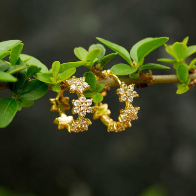 Floral Hoops - Double Sided Earrings Handmade JSL Made in USA