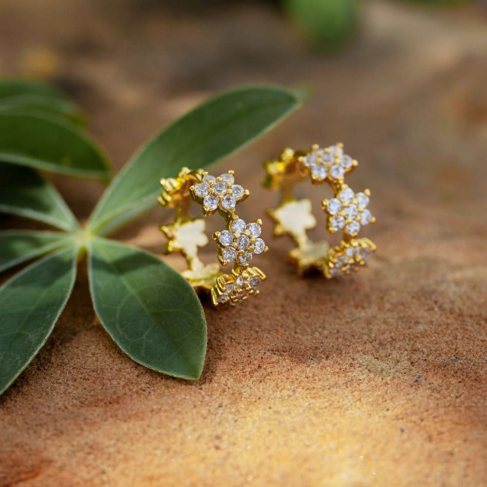Floral Hoops - Double Sided Earrings Handmade Handcrafted