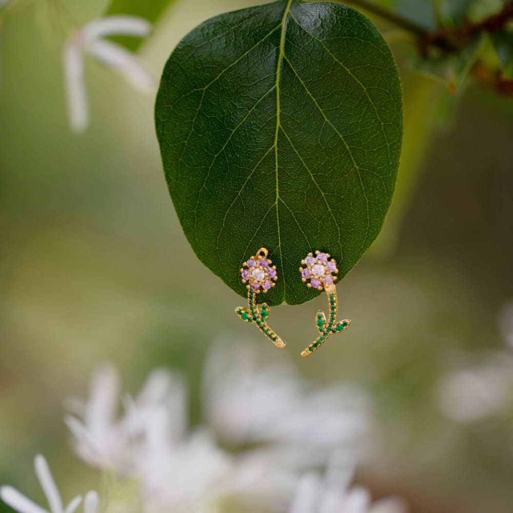 Floral Jacket Earrings - Small Earrings Handmade JSL Made in USA