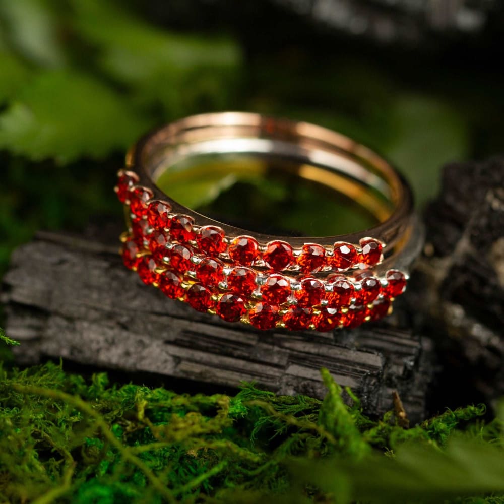 Garnet Half Eternity Band Rings Handmade Handcrafted