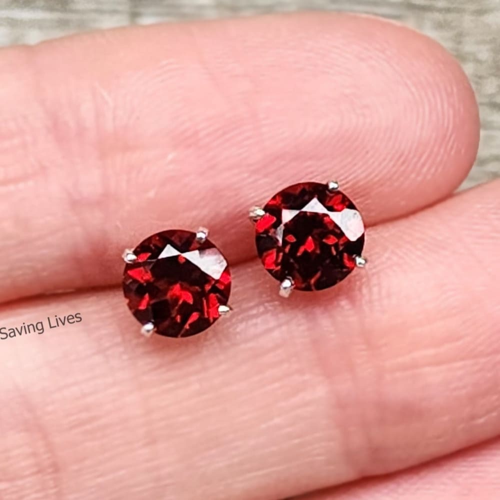 Garnet Stud Earrings Earrings Handmade Handcrafted