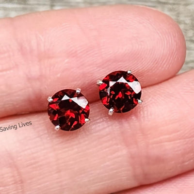 Garnet Studs Earrings Earrings Handmade Handcrafted