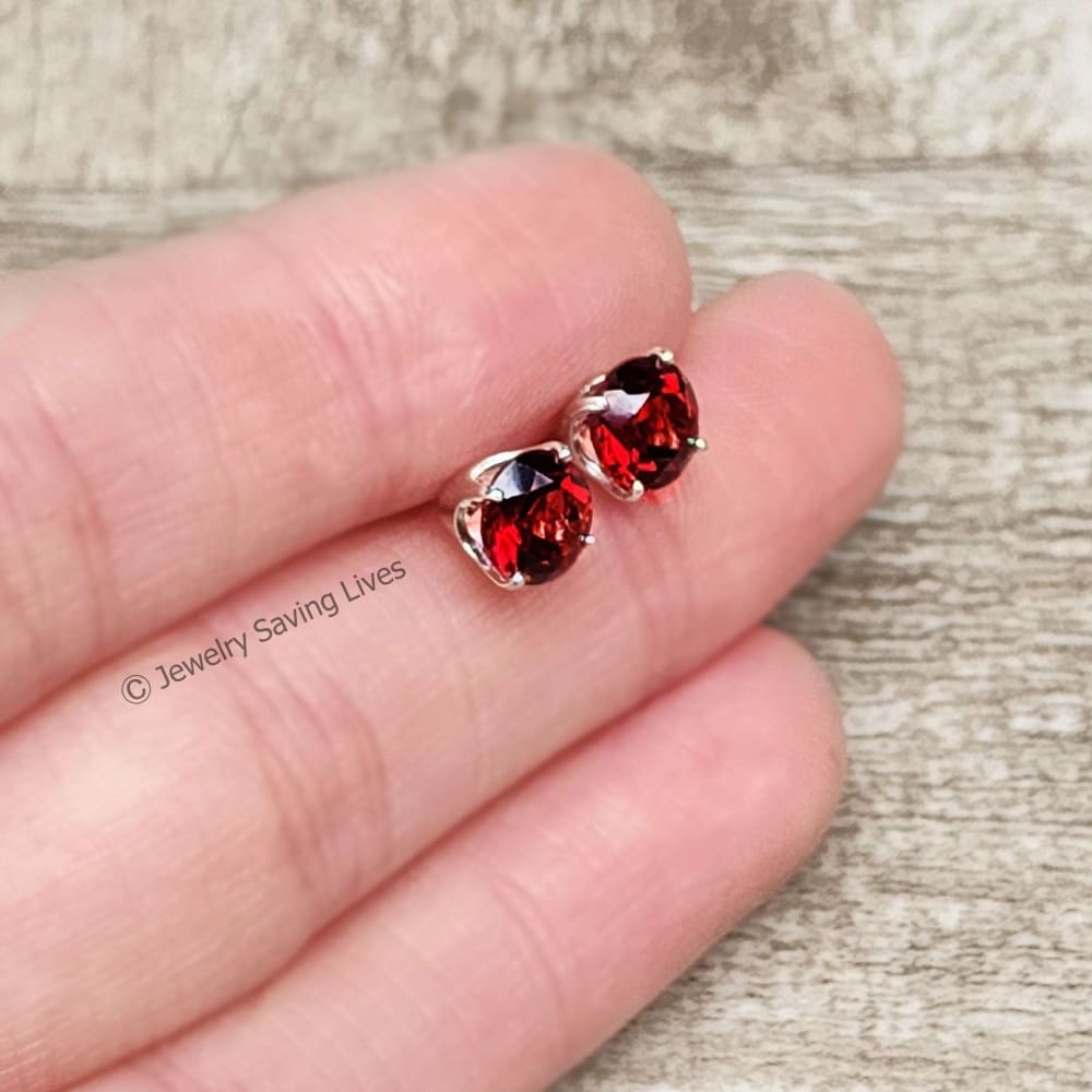 Garnet Stud Earrings Earrings Handmade Handcrafted