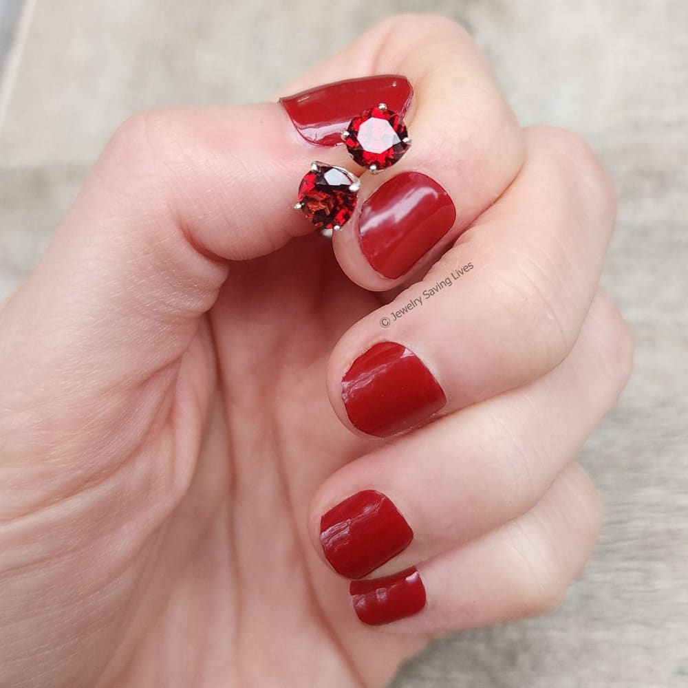 Garnet Stud Earrings Earrings Handmade Handcrafted