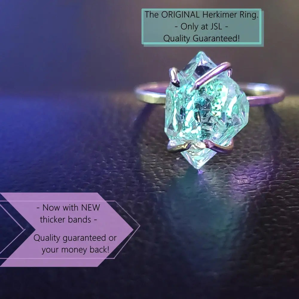 Glowing Herkimer Ring Rings Handmade Handcrafted