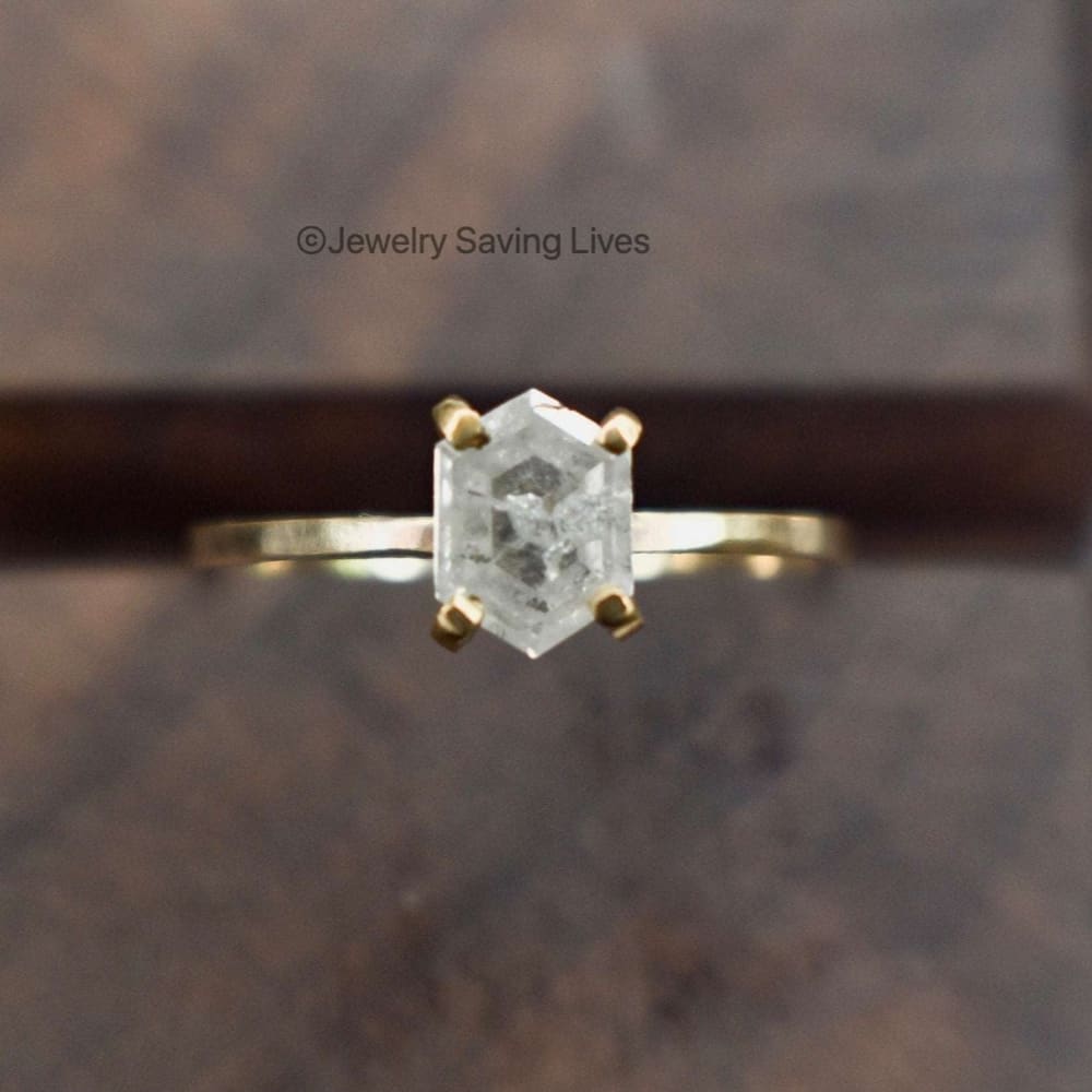 Glowing Hexagon Diamond Ring Rings Handmade JSL Made in USA