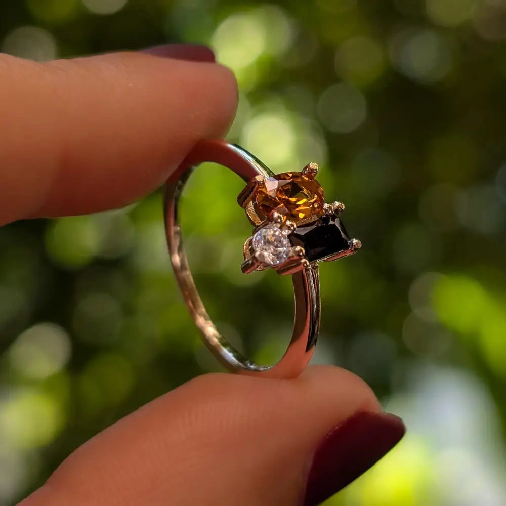 Halloween 3 Stone Cluster Ring Rings Handmade Handcrafted