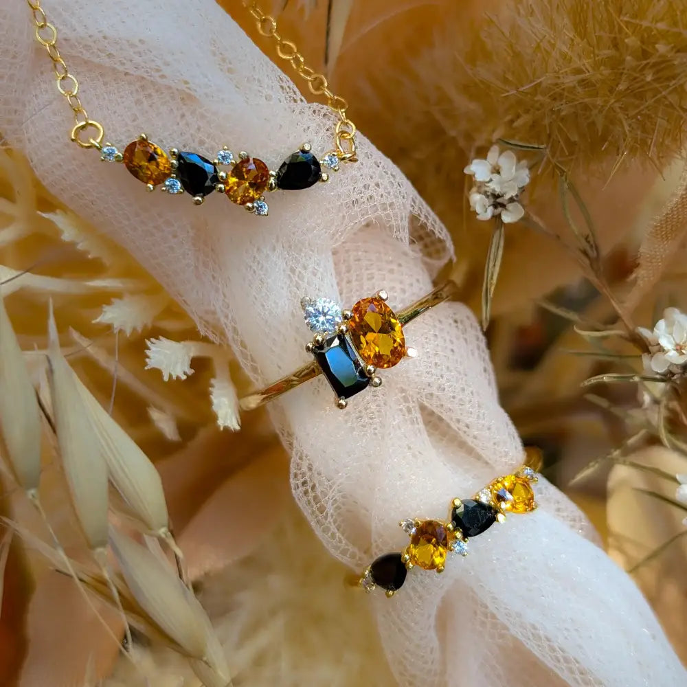 Halloween 3 Stone Cluster Ring Rings Handmade Handcrafted