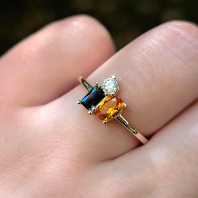 Halloween 3 Stone Cluster Ring Rings Handmade Handcrafted