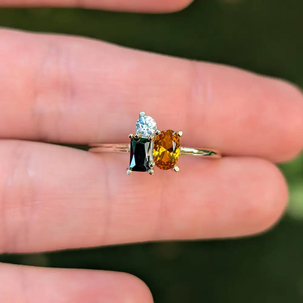 Halloween 3 Stone Cluster Ring Rings Handmade Handcrafted