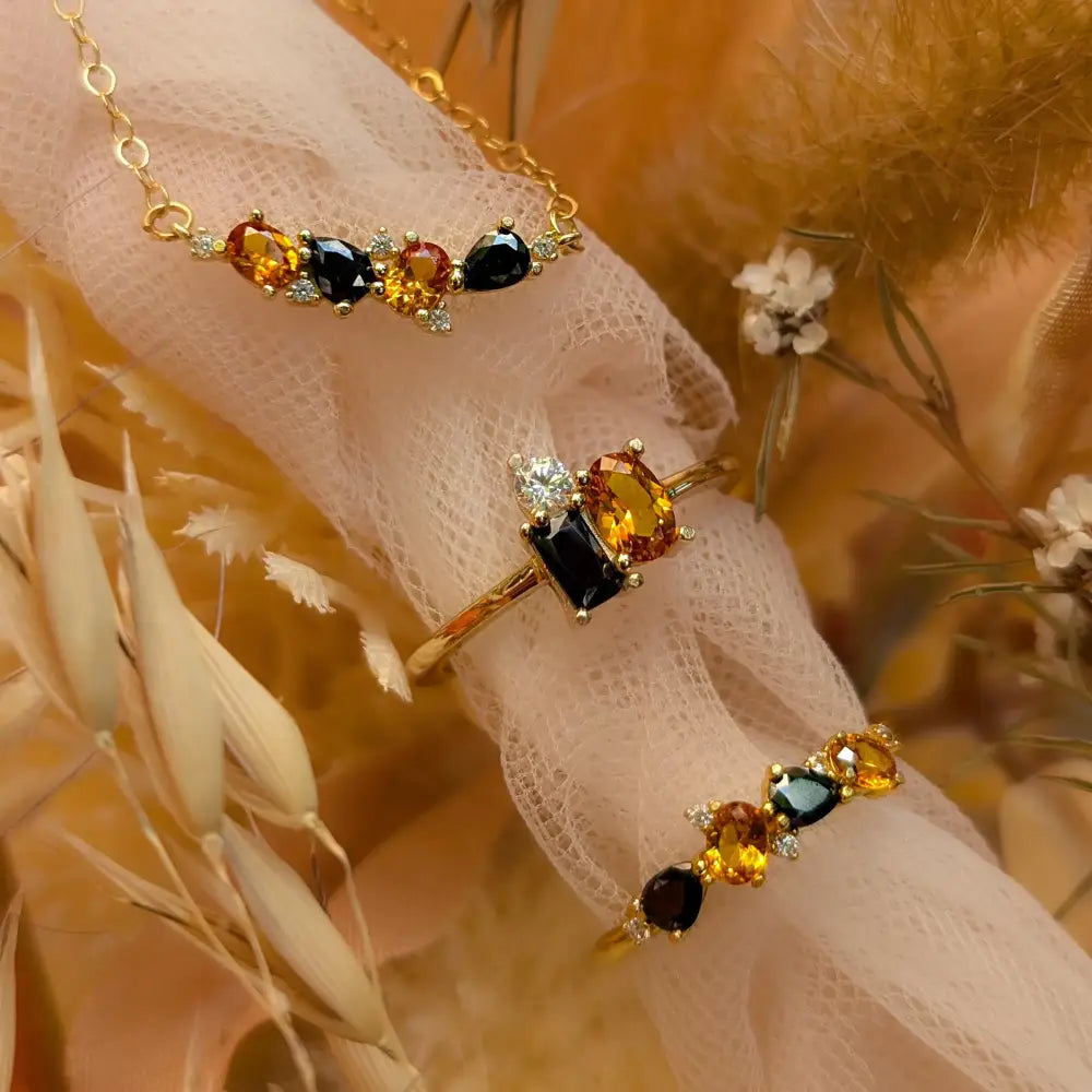 Halloween 3 Stone Cluster Ring Rings Handmade Handcrafted