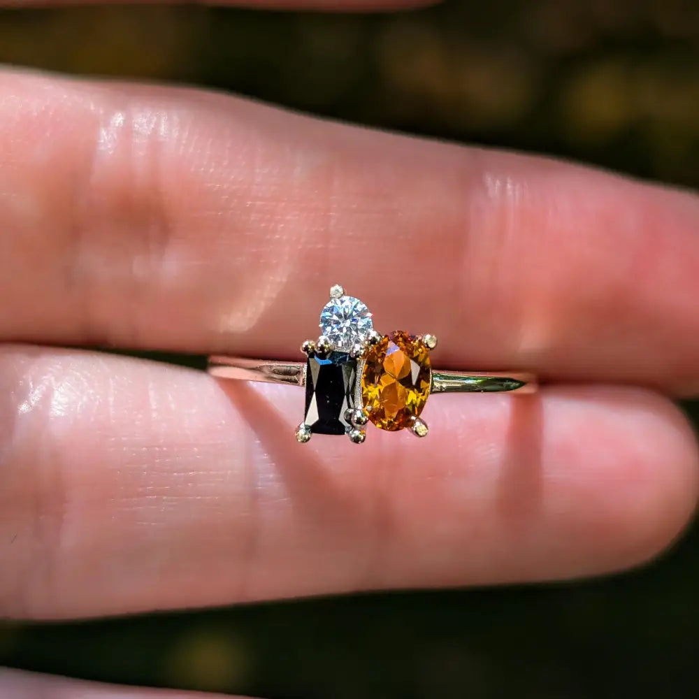 Halloween 3 Stone Cluster Ring Rings Handmade Handcrafted