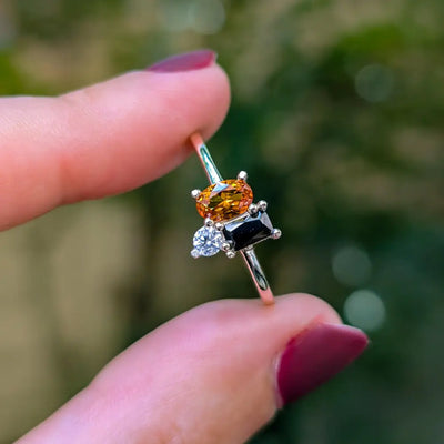 Halloween 3 Stone Cluster Ring Rings Handmade Handcrafted