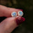 Halo Stud - Aquamarine Earrings Handmade Handcrafted