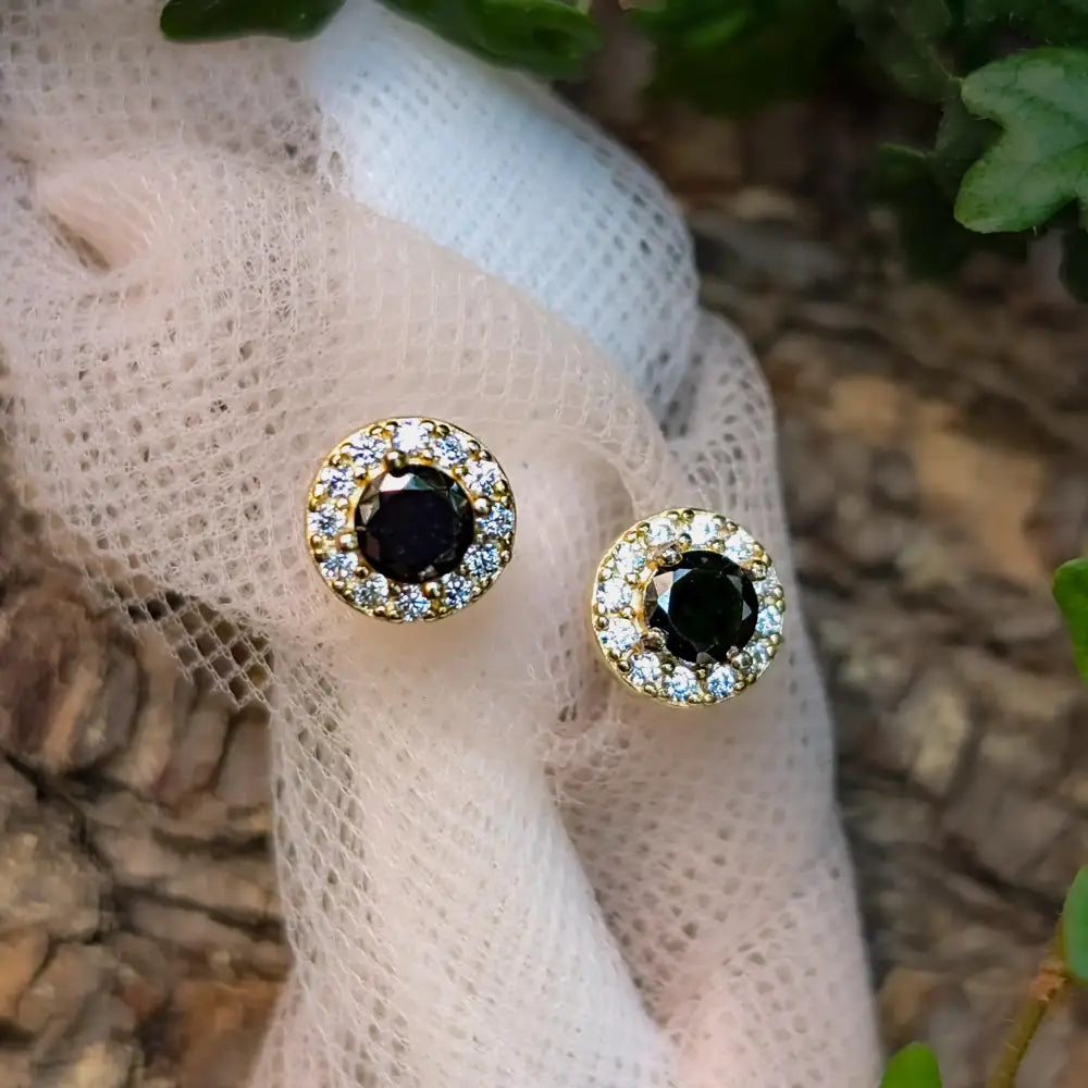 Halo Stud - Onyx Earrings Handmade Handcrafted