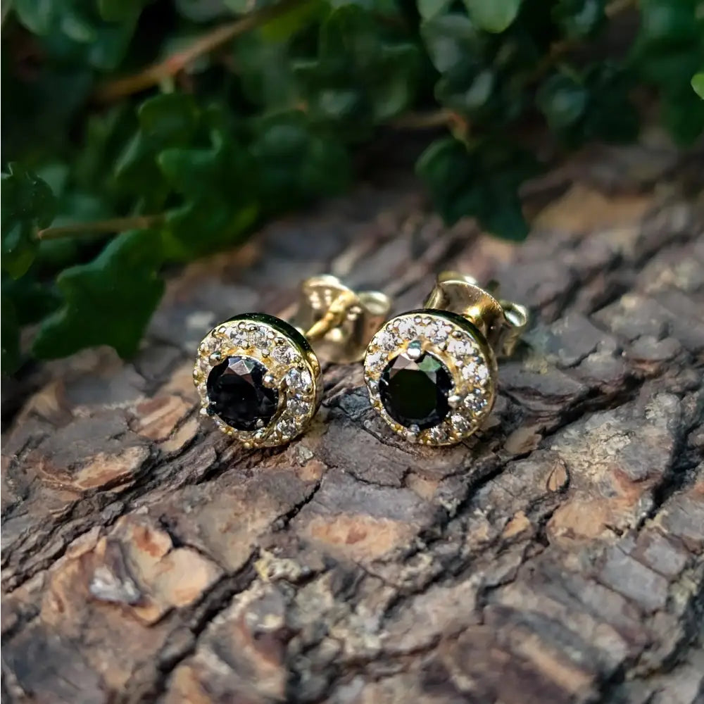 Halo Stud - Onyx Earrings Handmade Handcrafted